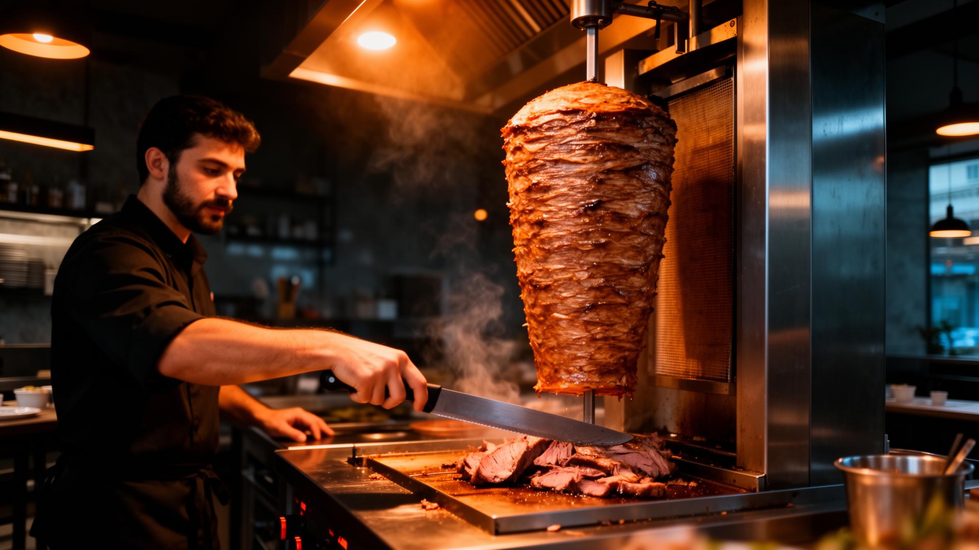 დონერის შამფური ოქროსფერი შემწვარი ხორცით